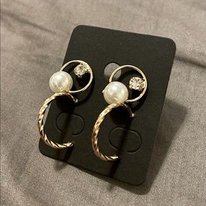 2-Pair Elegance Studs and Mini Gold Hoop Earrings Set